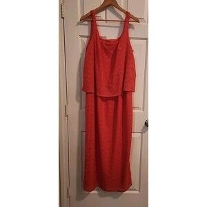 Signature By Robbie Bee Maxi Dress 1X  Coral Orange Lined Sleeveless Salmon